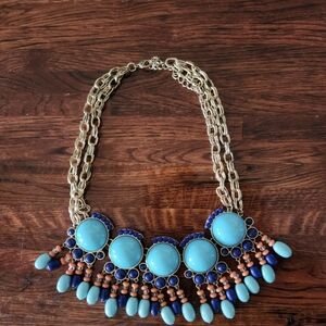 Blue Beaded Statement Necklace